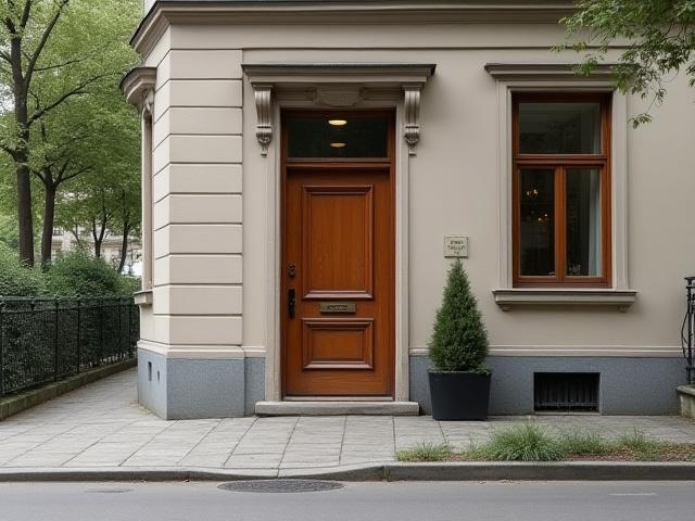 Außenansicht des Gebäudes an der Korsörer Straße in Berlin, mit einem diskreten Eingang